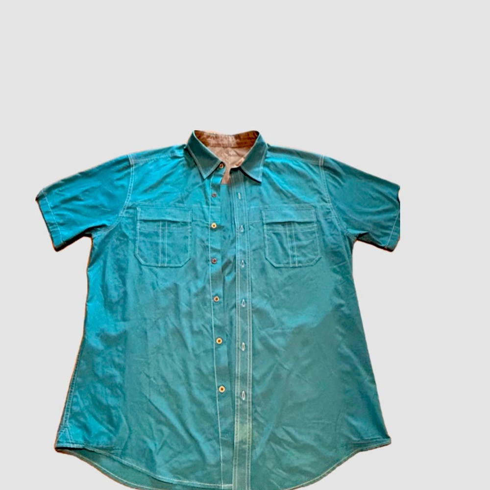 KUHL Men’s Shortsleeve Dress Shirt (teal blue) Excellent condition SIZE L